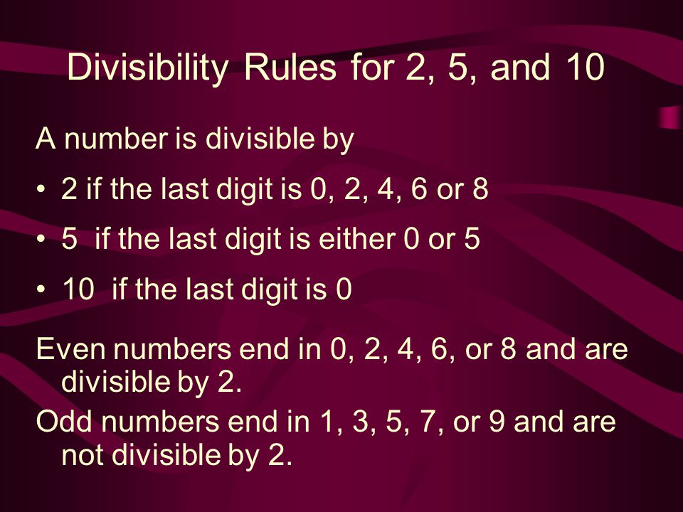 Divisibility Rules for 2, 5, and 10