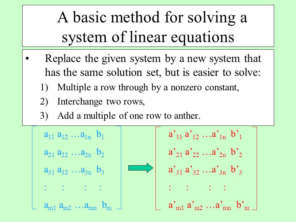 A basic method for solving a system of linear equations