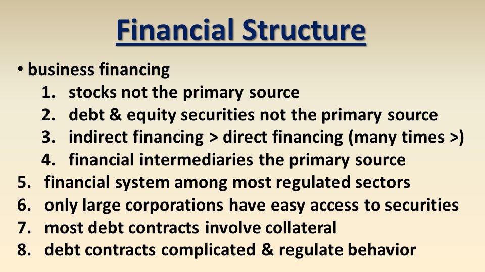 Financial Structure business financing stocks not the primary source