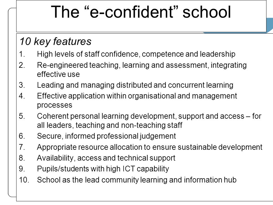 The e-confident school