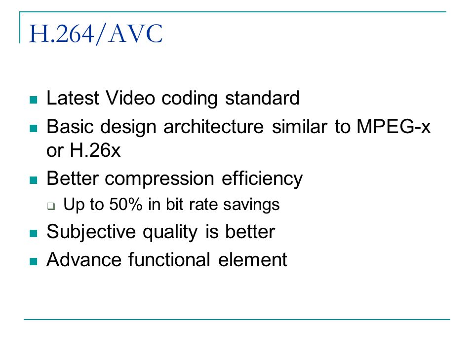 H.264/AVC Latest Video coding standard