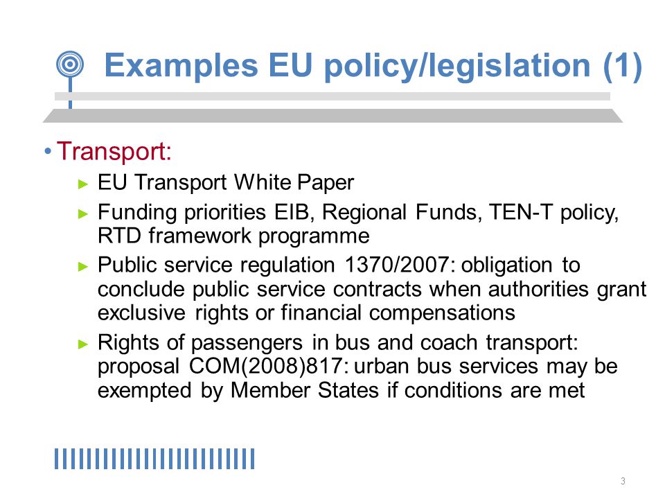 Examples EU policy/legislation (1)