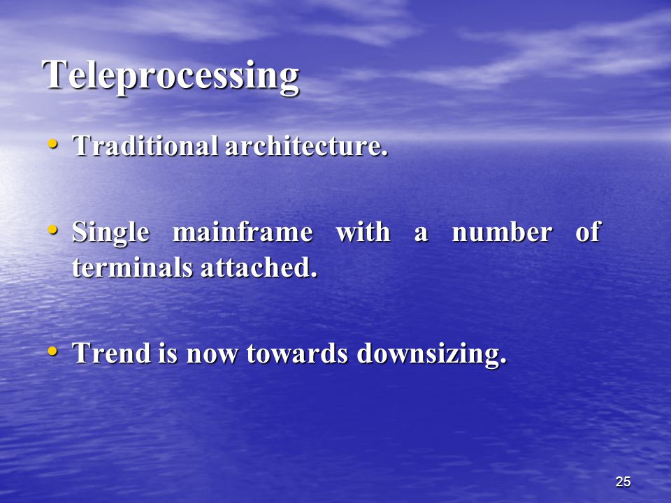Teleprocessing Traditional architecture.