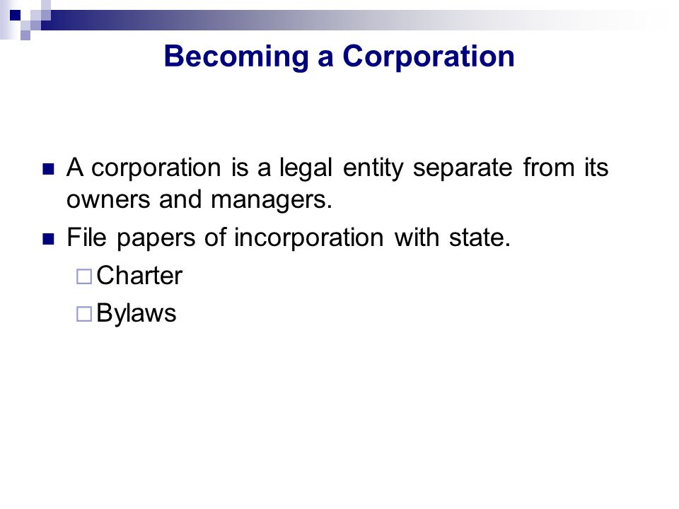 Becoming a Corporation