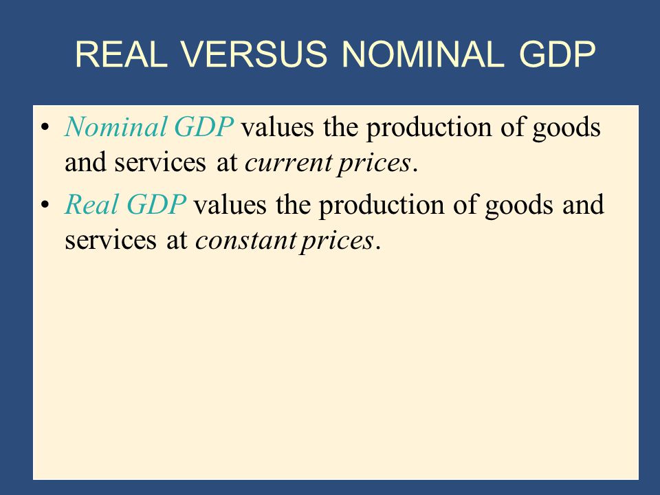 REAL VERSUS NOMINAL GDP