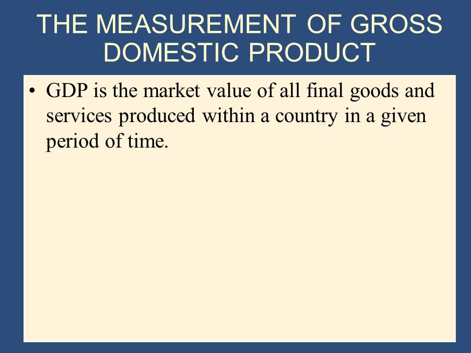 THE MEASUREMENT OF GROSS DOMESTIC PRODUCT