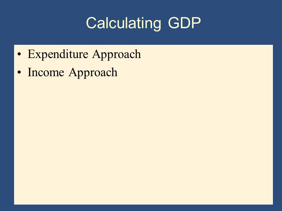 Calculating GDP Expenditure Approach Income Approach