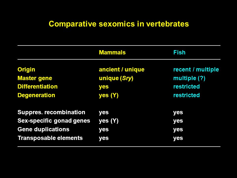 Comparative sexomics in vertebrates