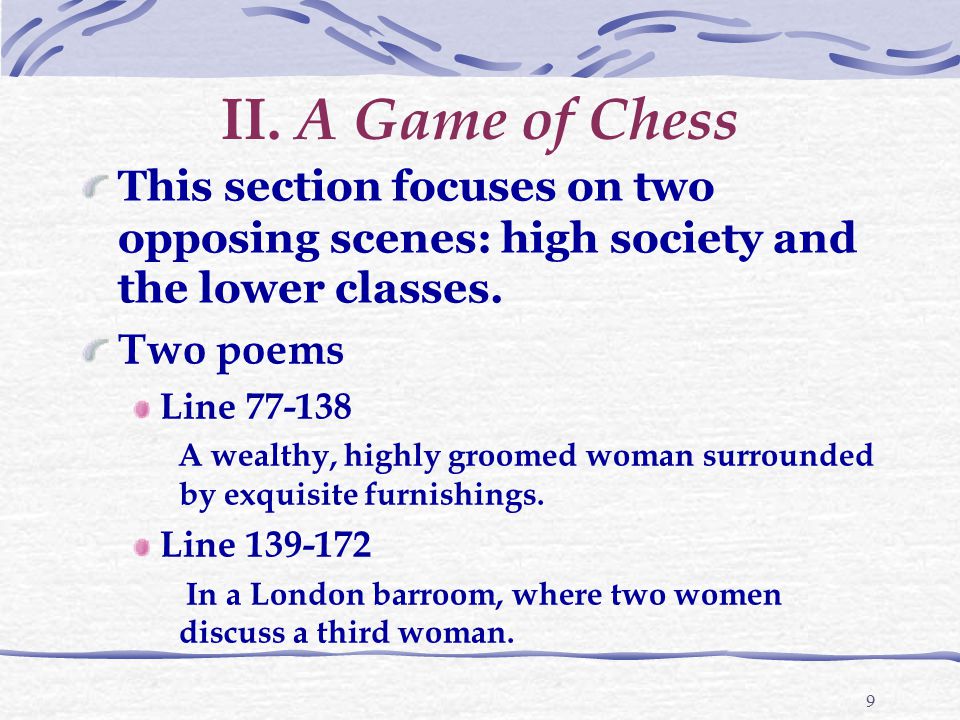 A Game of Chess: by T.S. Eliot - Summary & Analysis