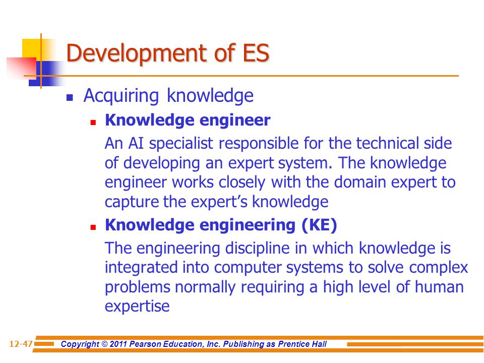Development of ES Acquiring knowledge Knowledge engineer