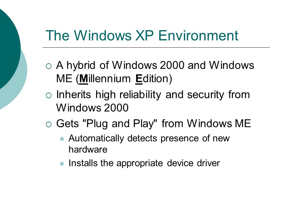 The Windows XP Environment