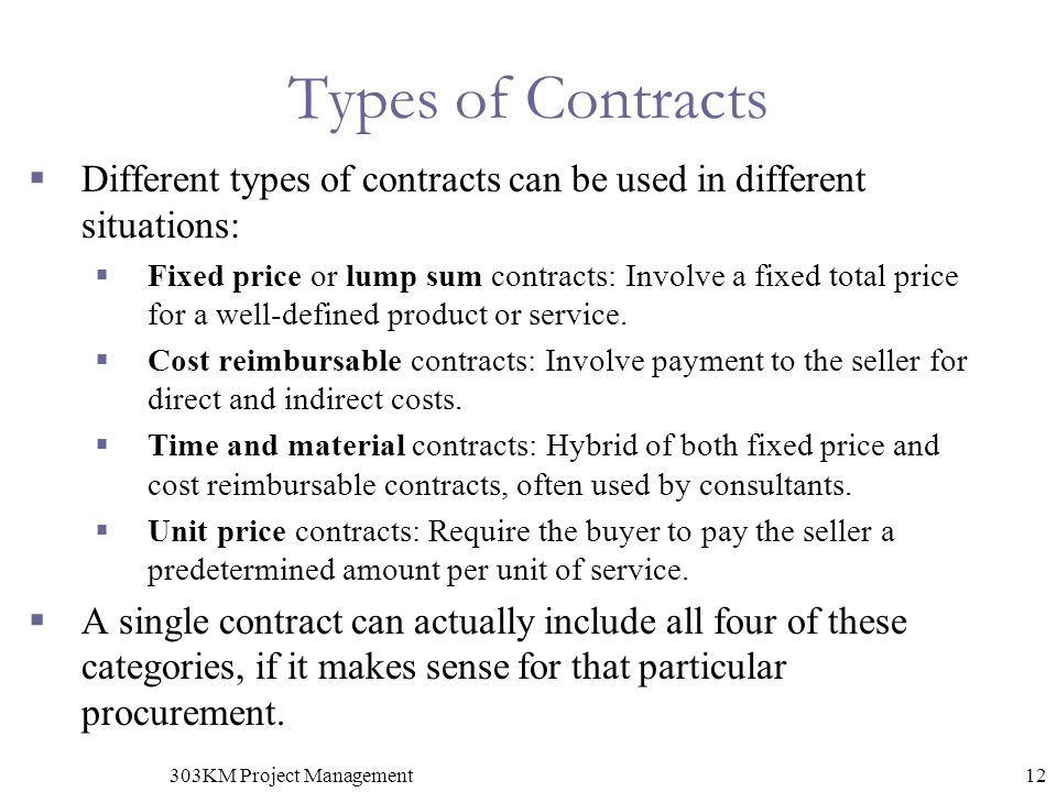 Types of contracts in project management