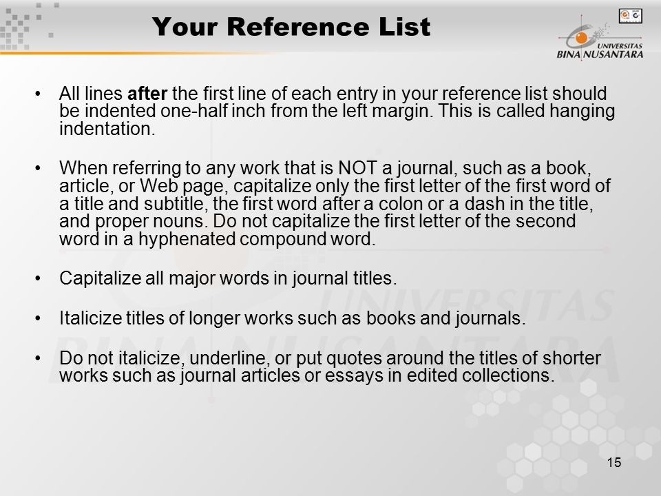 Your Reference List