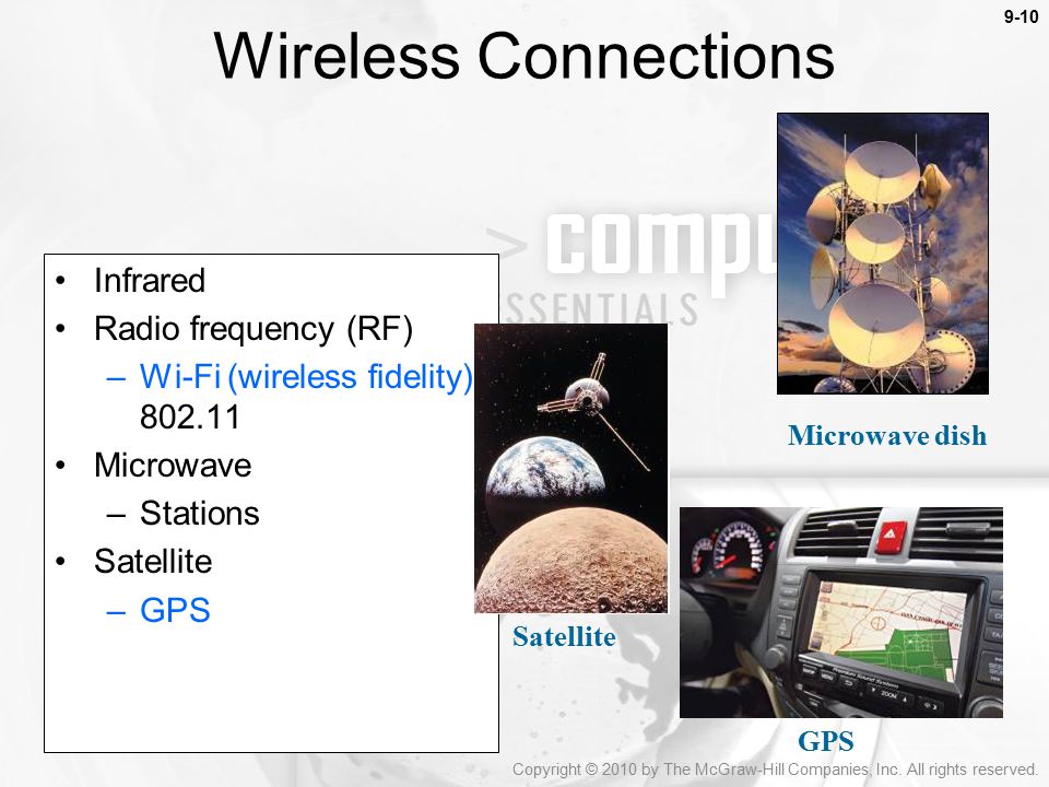 Wireless Connections Infrared Radio frequency (RF)