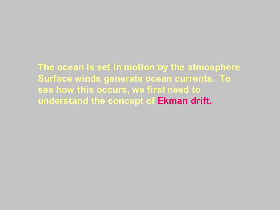 The ocean is set in motion by the atmosphere