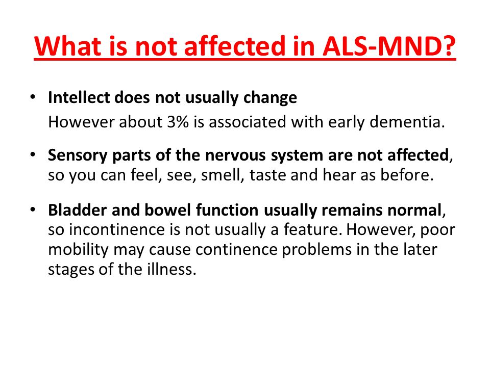 What is not affected in ALS-MND