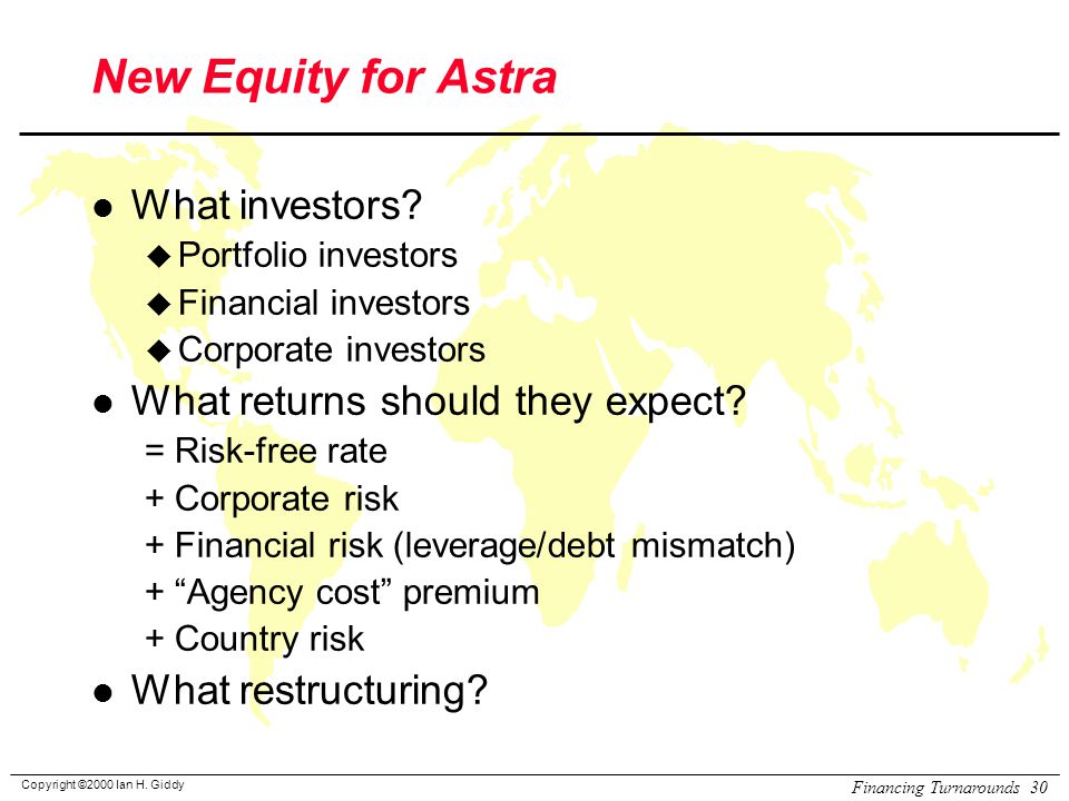 New Equity for Astra What investors What returns should they expect