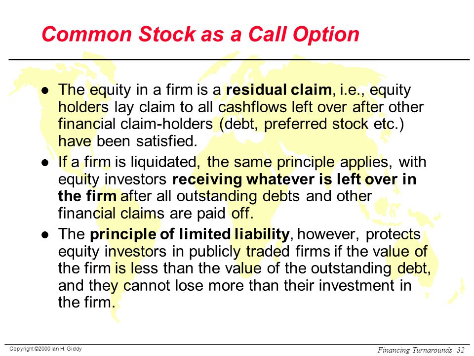 Common Stock as a Call Option