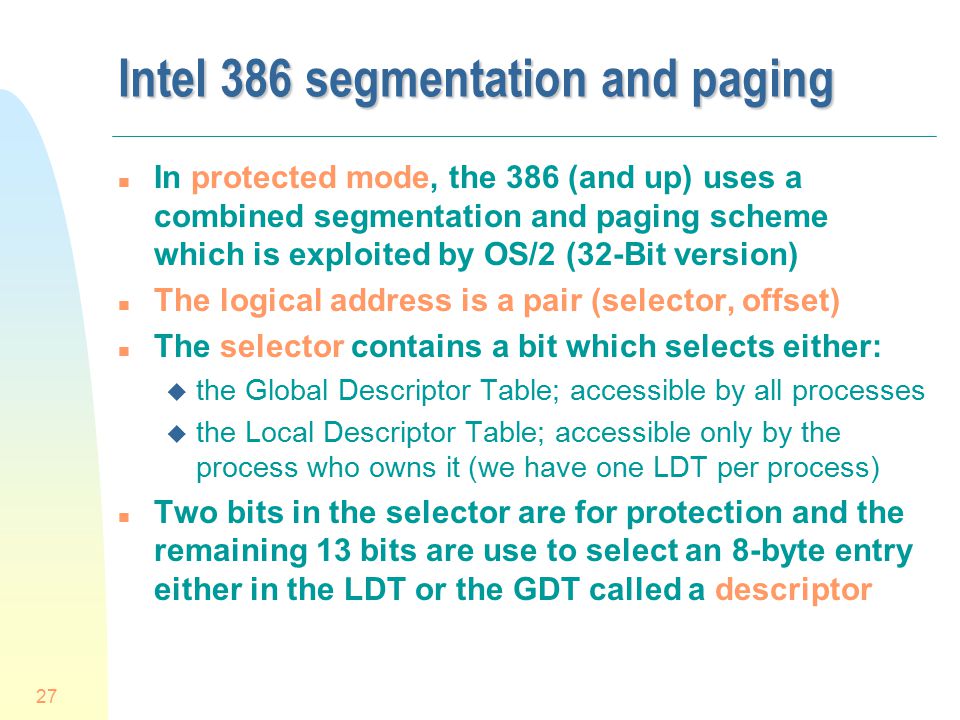 Intel 386 segmentation and paging