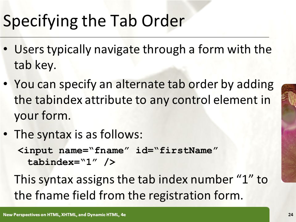 Specifying the Tab Order