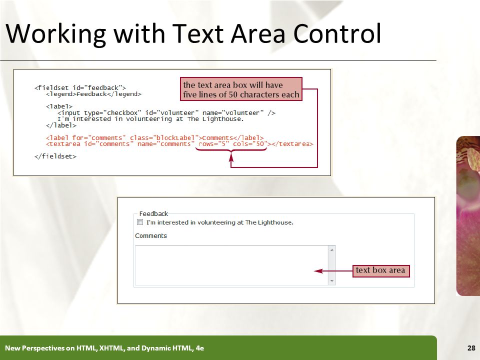 Working with Text Area Control