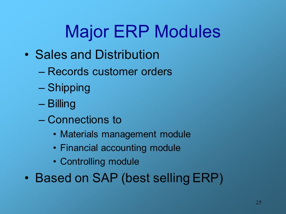 Major ERP Modules Sales and Distribution