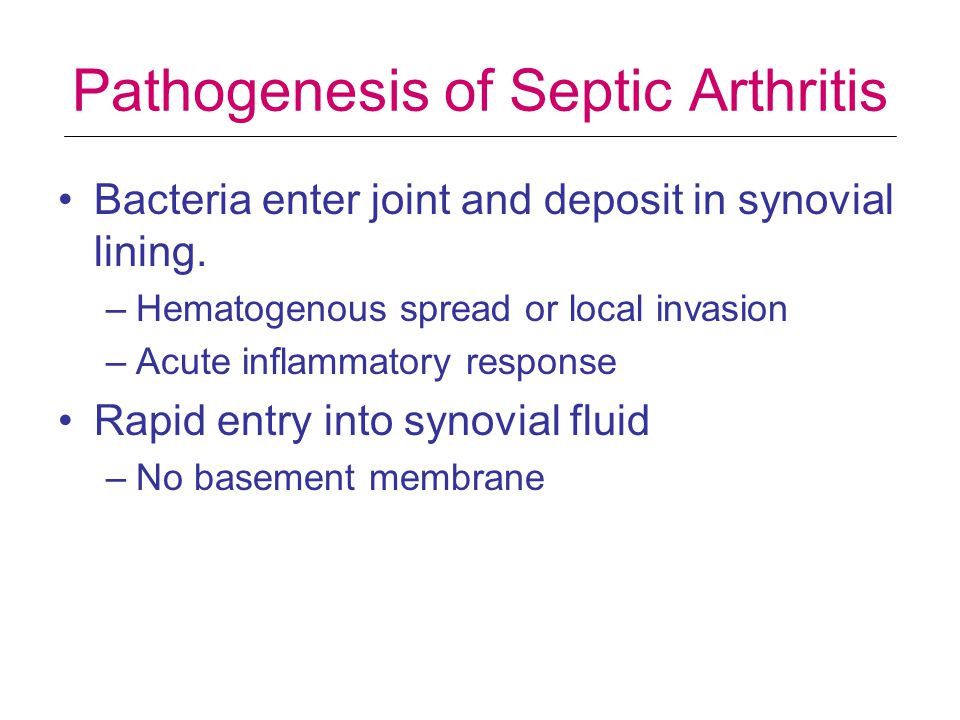 Pathogenesis of Septic Arthritis