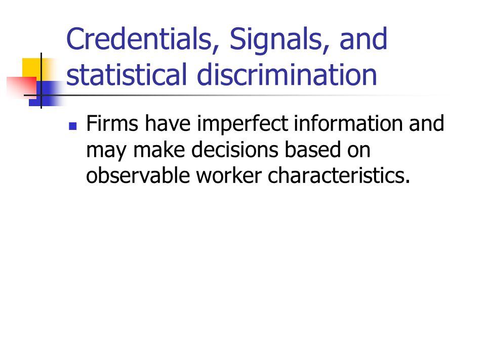 Credentials, Signals, and statistical discrimination