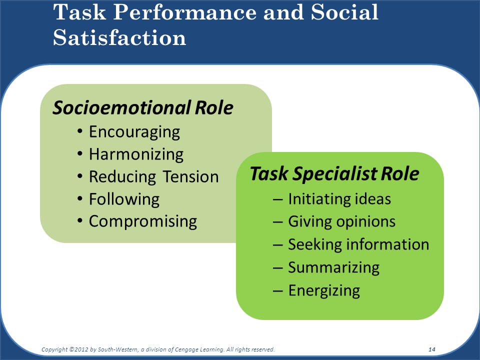 Task Performance and Social Satisfaction
