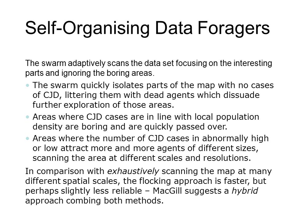 Self-Organising Data Foragers