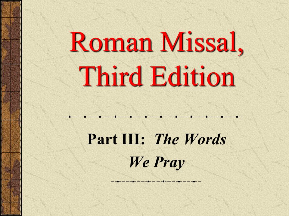 Roman Missal, Third Edition