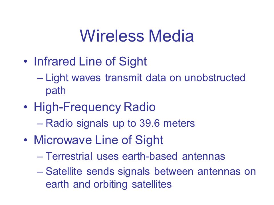 Wireless Media Infrared Line of Sight High-Frequency Radio