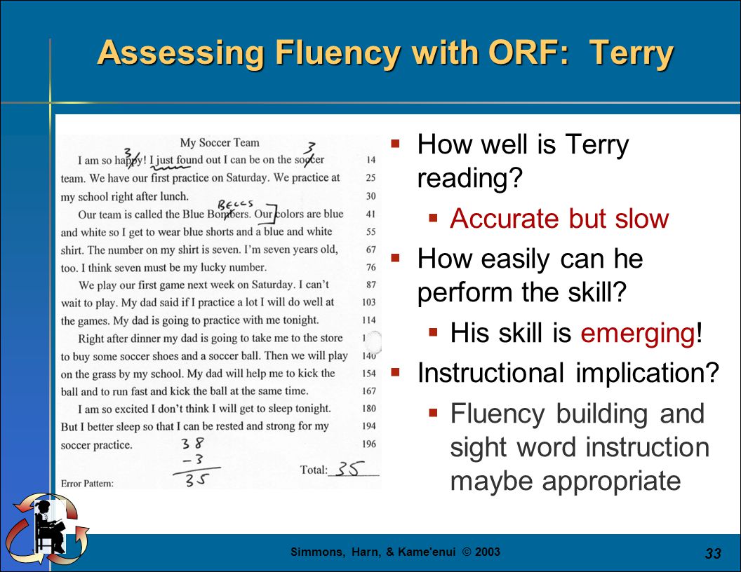 Assessing Fluency with ORF: Terry