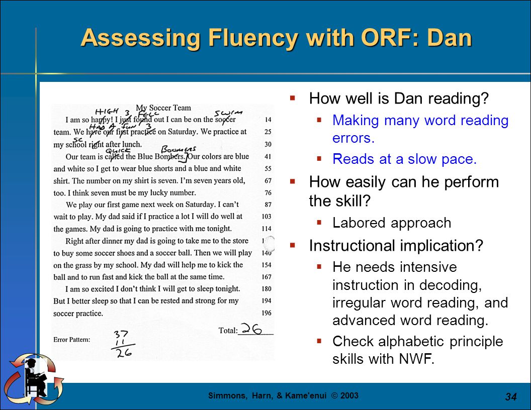 Assessing Fluency with ORF: Dan