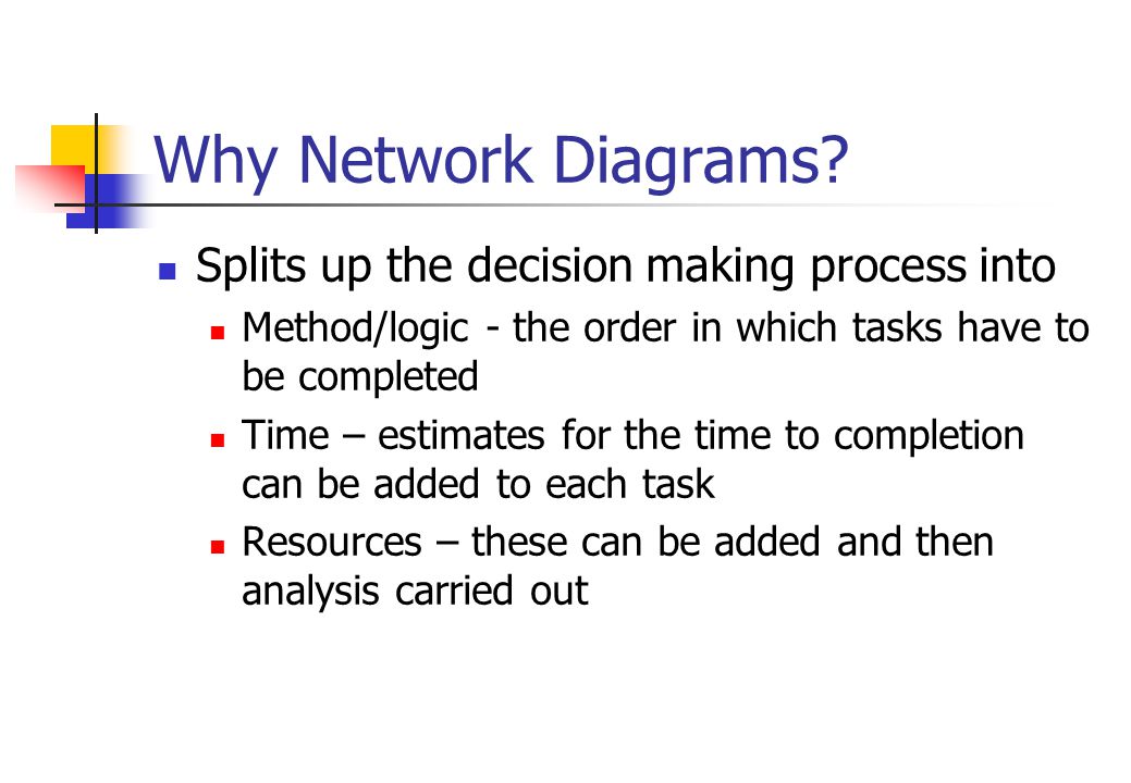 Why Network Diagrams Splits up the decision making process into