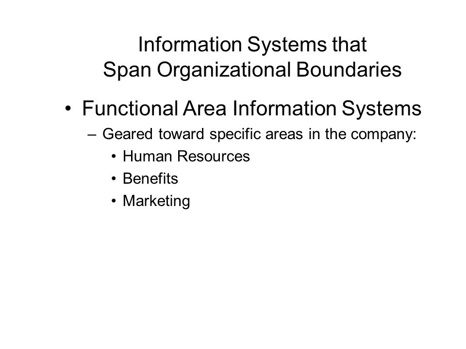 Information Systems that Span Organizational Boundaries