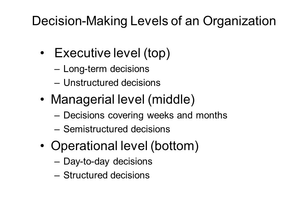 Decision-Making Levels of an Organization