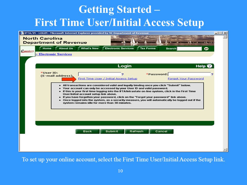 Getting Started – First Time User/Initial Access Setup
