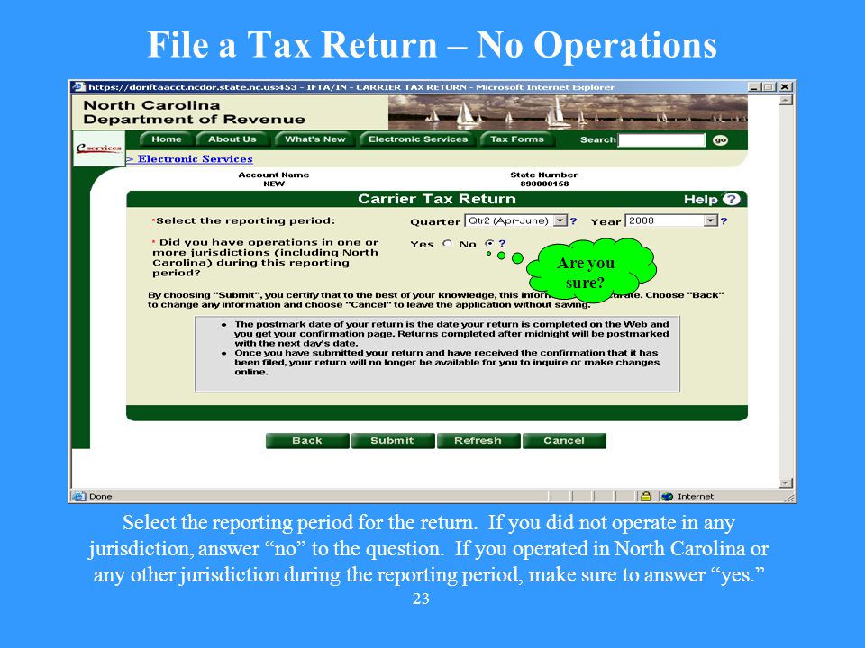 File a Tax Return – No Operations