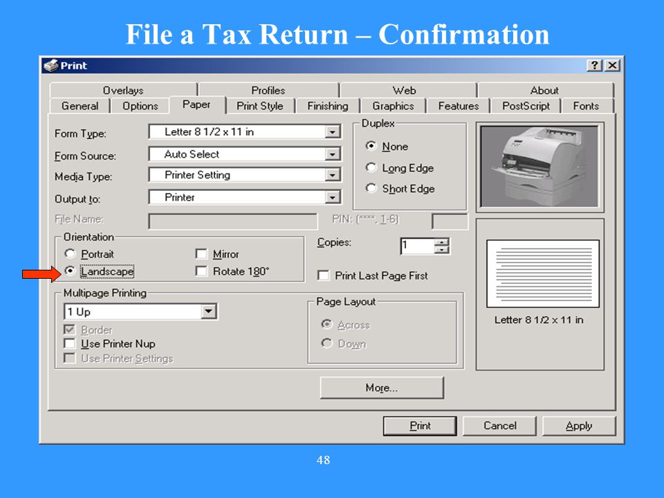 File a Tax Return – Confirmation