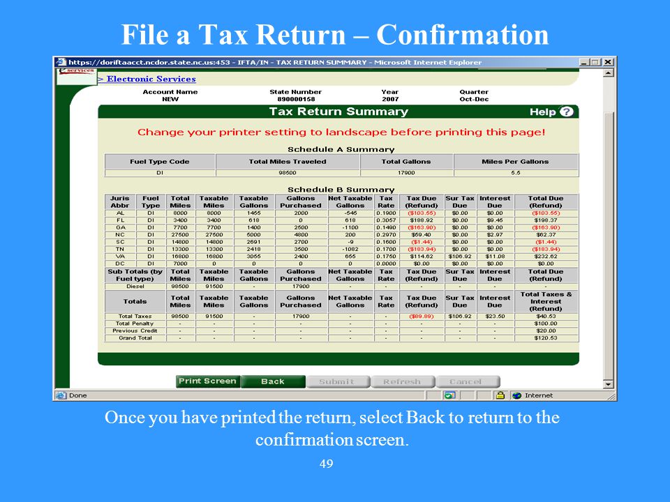 File a Tax Return – Confirmation