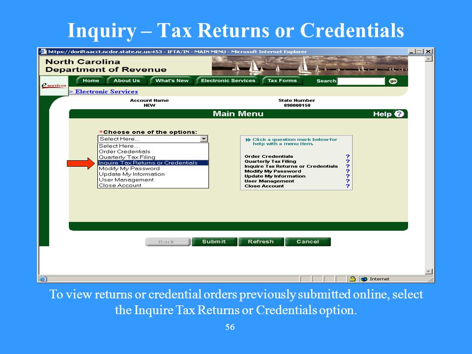 Inquiry – Tax Returns or Credentials