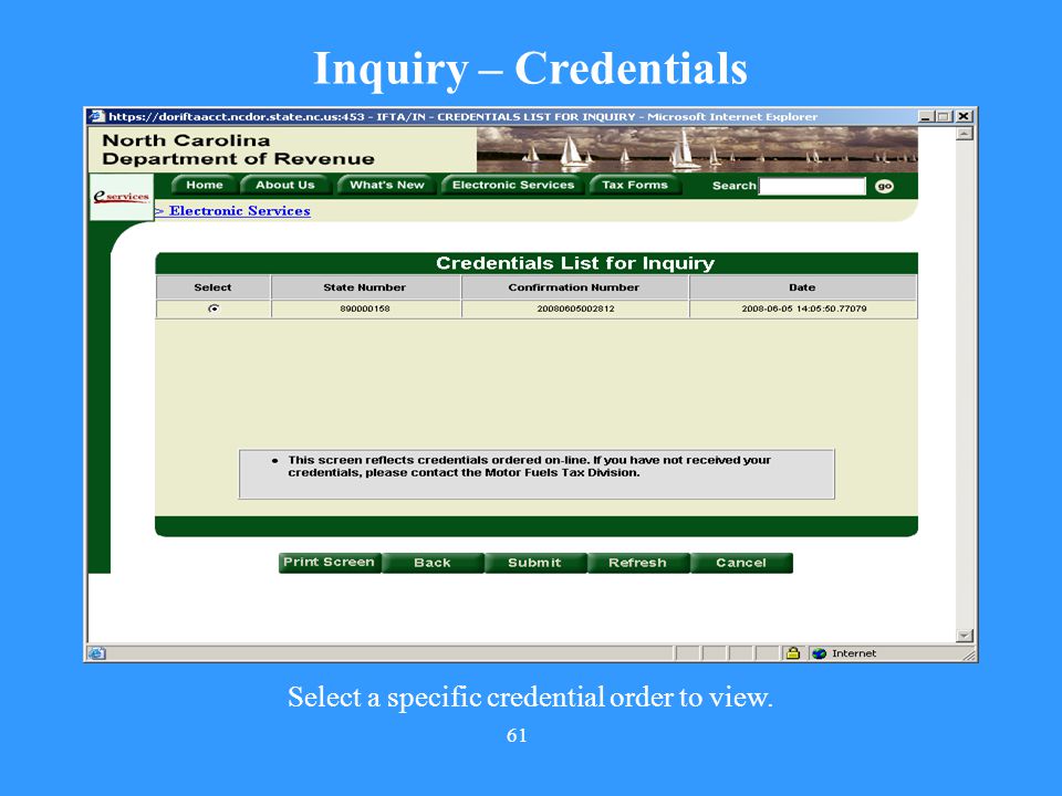 Select a specific credential order to view.