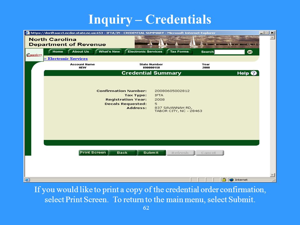 Inquiry – Credentials
