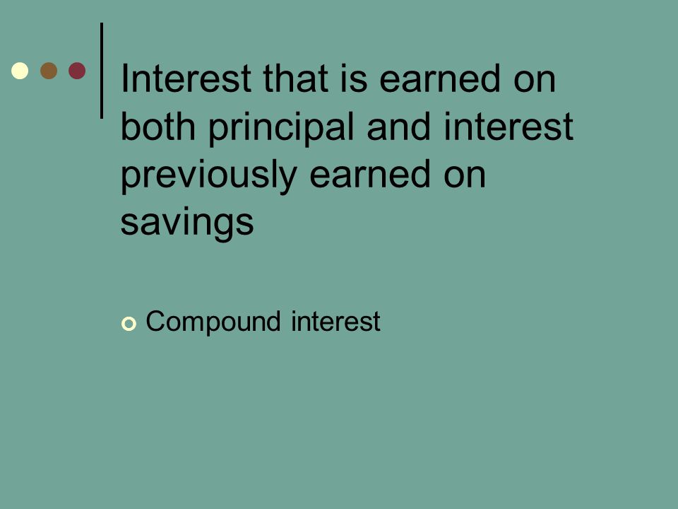 Interest that is earned on both principal and interest previously earned on savings