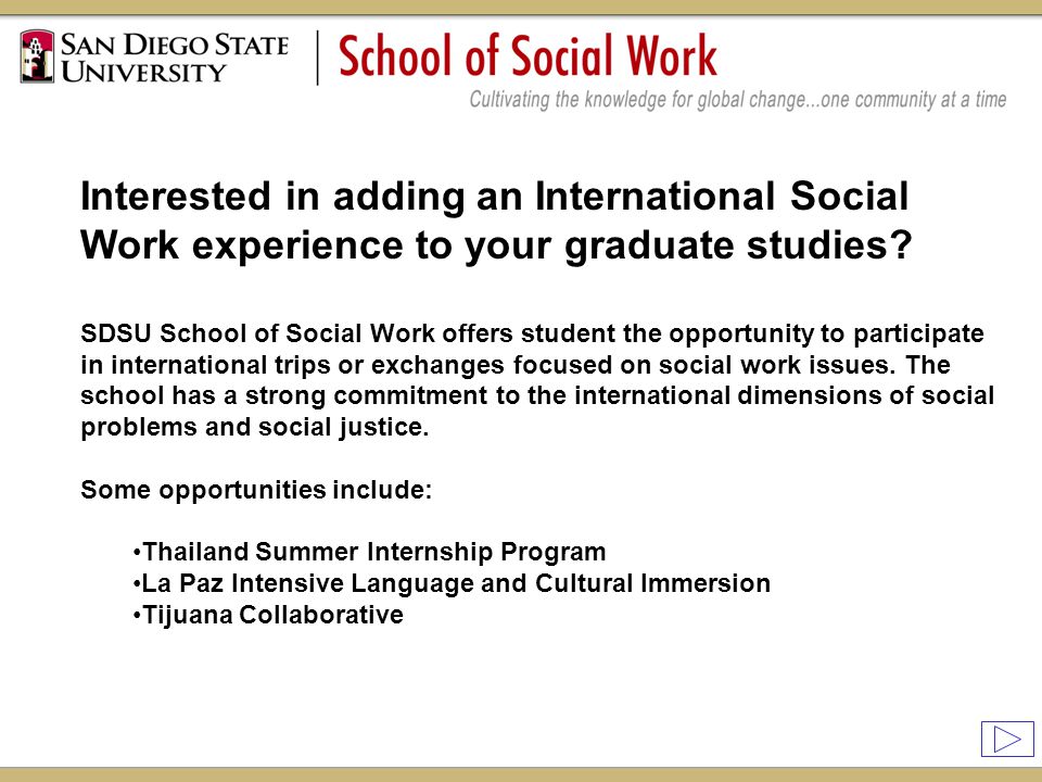Interested in adding an International Social Work experience to your graduate studies