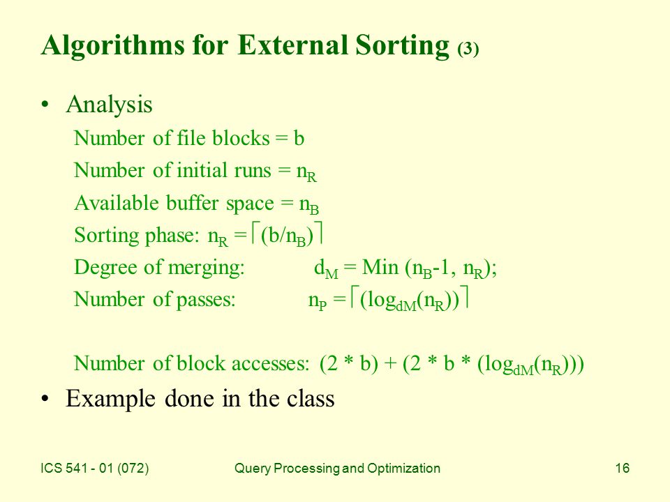 Algorithms for External Sorting (3)