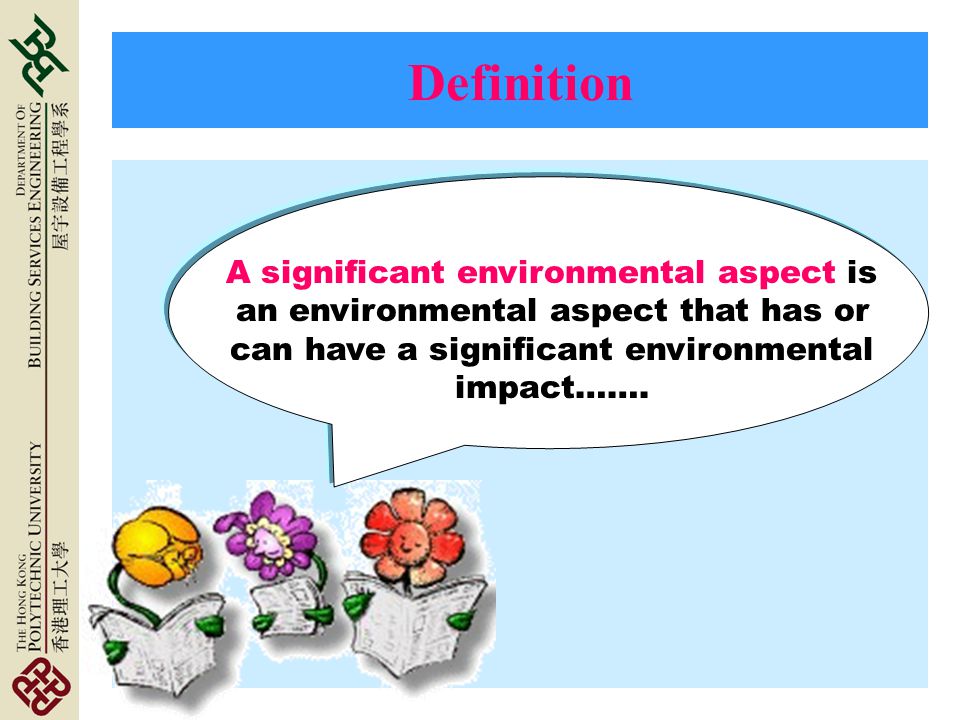 Definition A significant environmental aspect is an environmental aspect that has or can have a significant environmental impact…….