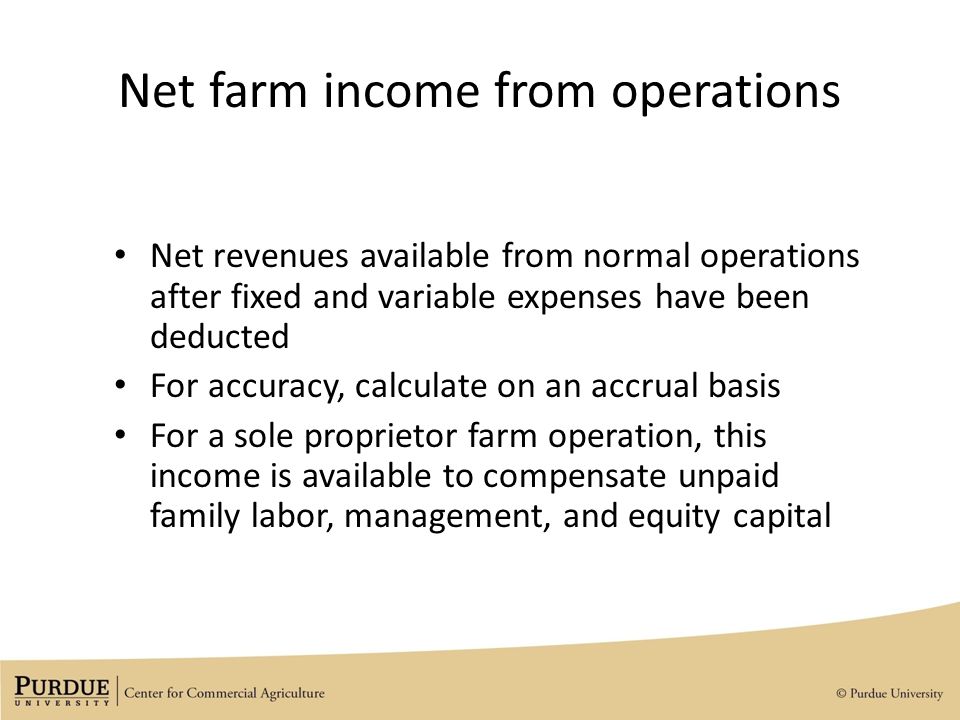 Net farm income from operations