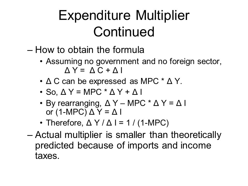 Expenditure Multiplier Continued